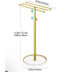 Adjustable Gold Jewelry Stand Necklace Organizer w/ Ceramic Ring Tray